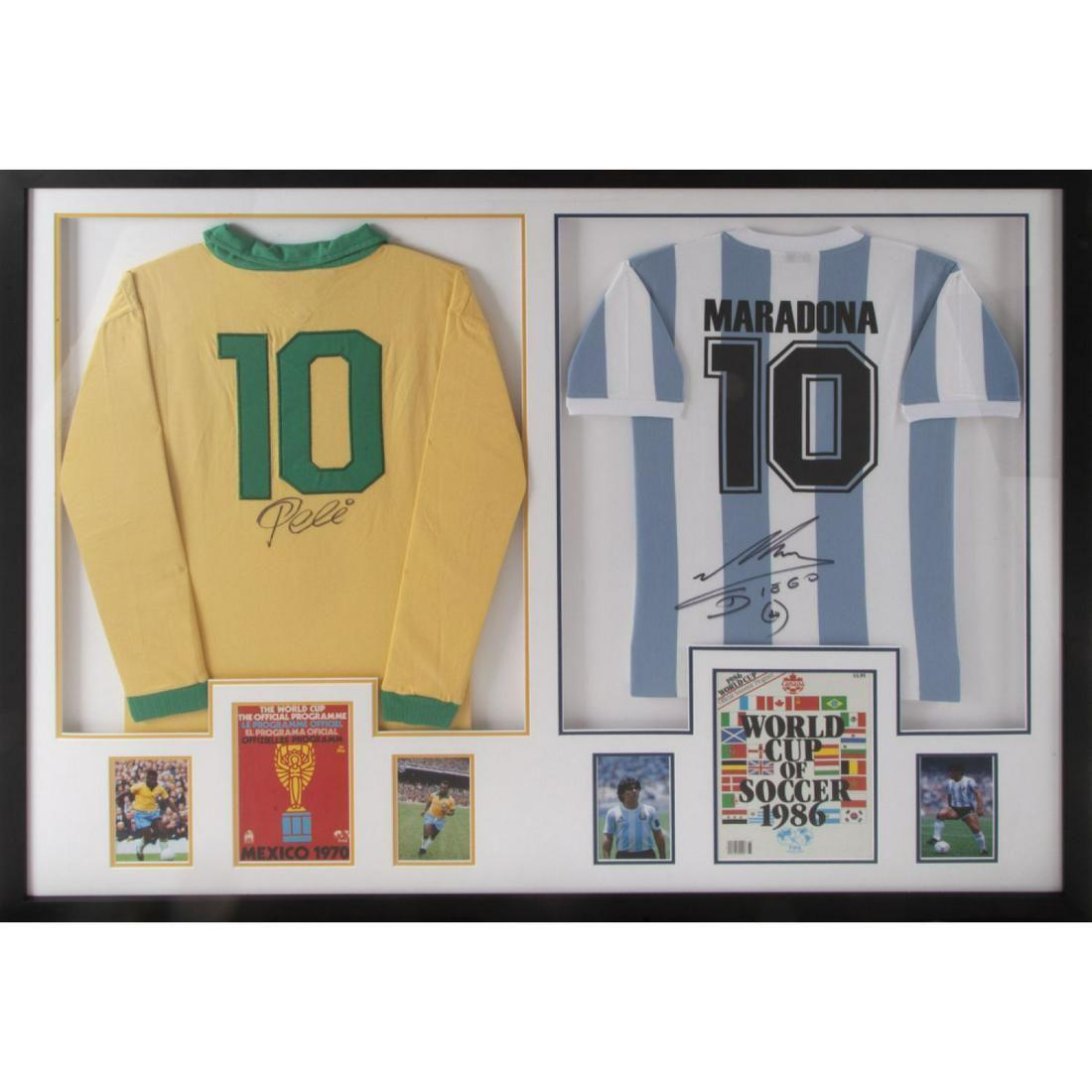 PELE AND MARADONA SIGNED JERSEYS DISPLAY (JSA) (1 of 1)
