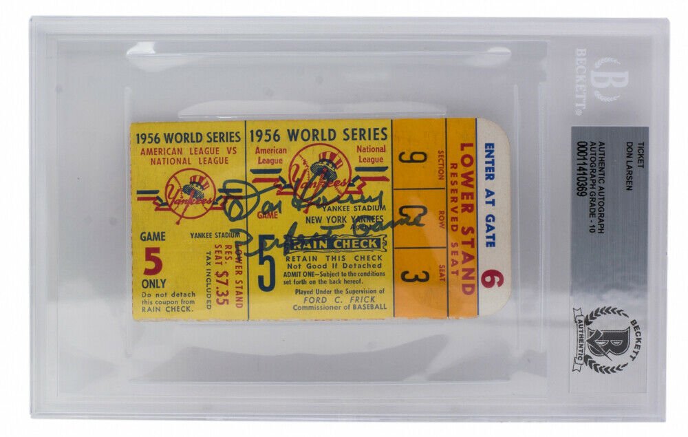 Don Larsen Signed 1956 World Series Game 5 Ticket Stub (1 of 2)
