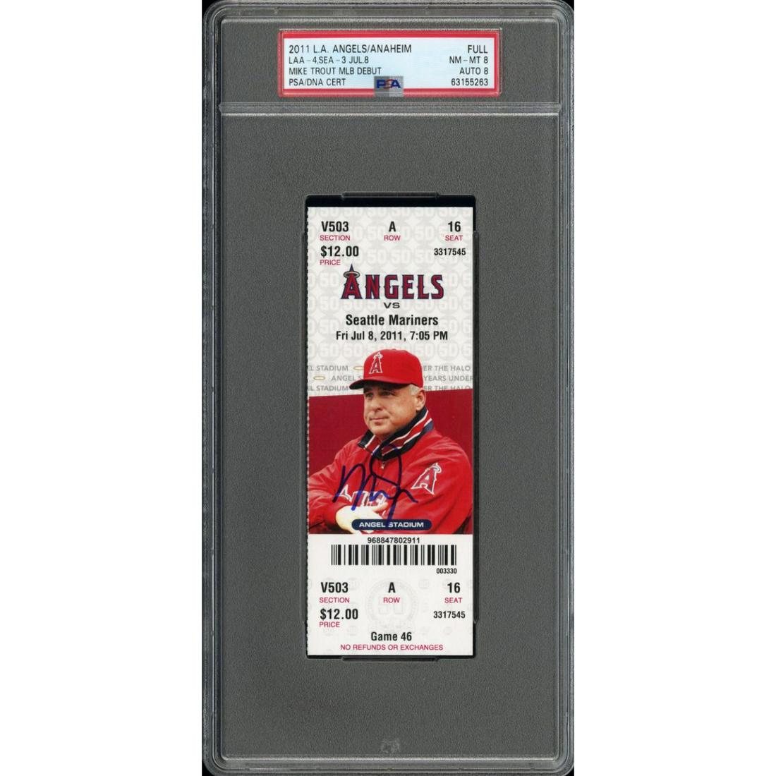 MIKE TROUT MLB DEBUT Autographed Full Ticket PSA (1 of 2)