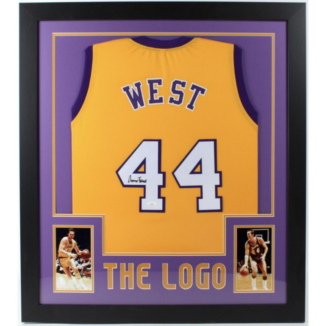 Jerry West Signed 31x35 Custom Framed Jersey (JSA COA) (1 of 2)