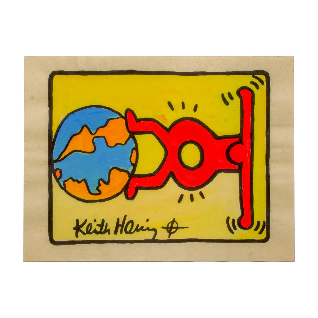 RARE Keith Haring Authentic Drawing on Vintage Paper (1 of 2)