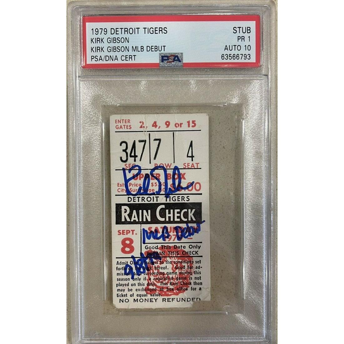 KIRK GIBSON SIGNED MLB DEBUT TICKET STUB 1979 DETROIT (1 of 2)