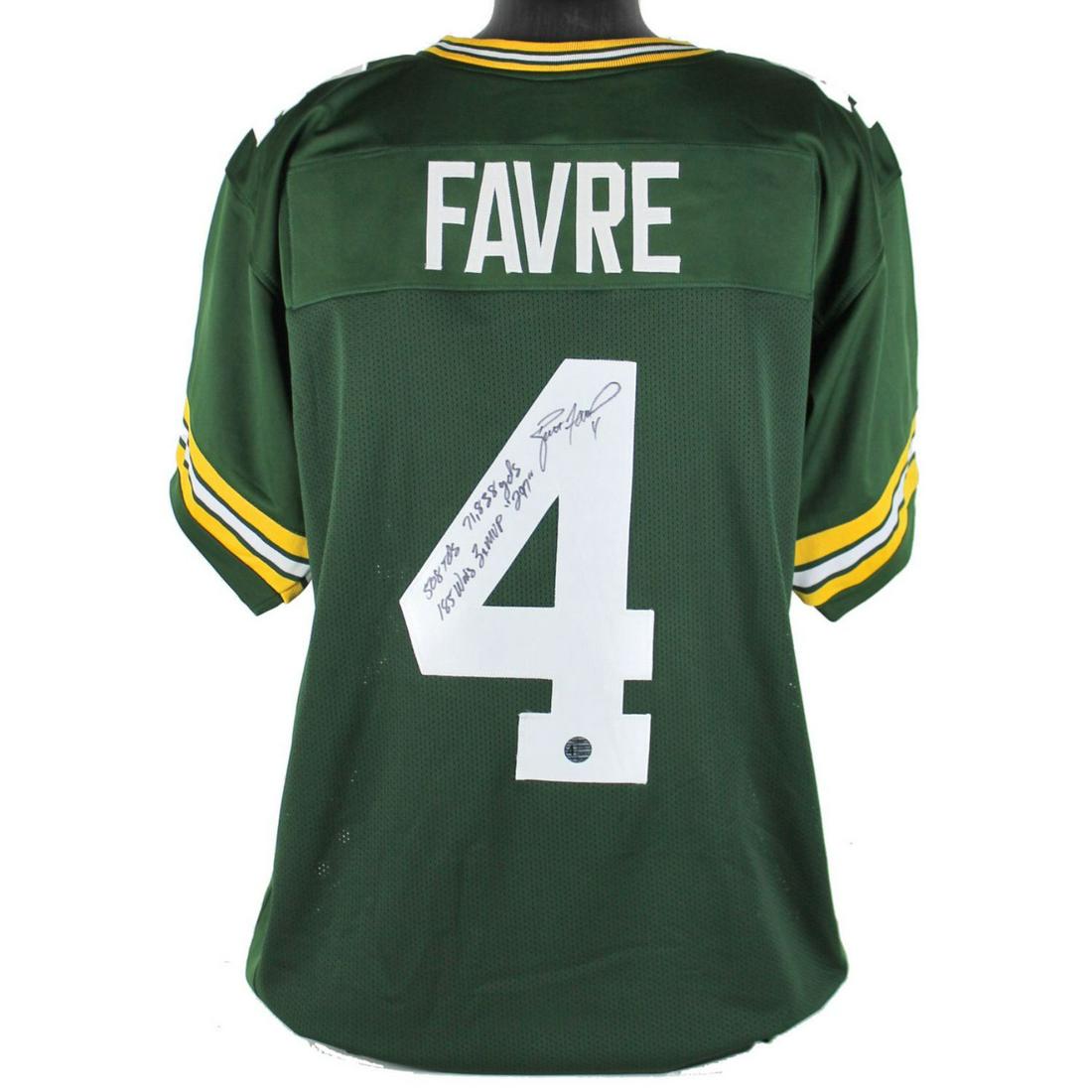 Brett Favre "Career Stats" Signed Green Pro Style (1 of 1)