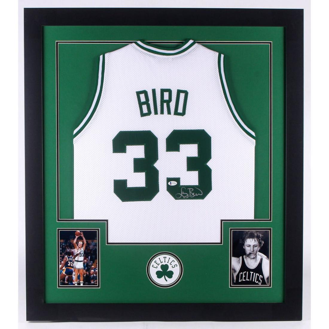 Larry Bird Signed 32x35 Custom Framed Jersey (Beckett (1 of 1)