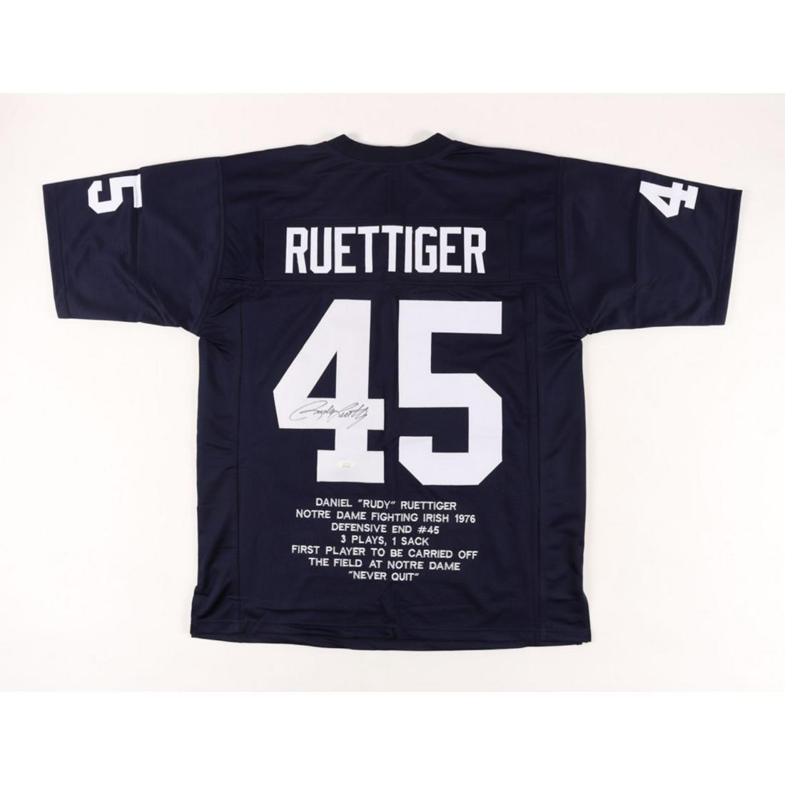 Rudy Ruettiger Signed Career Highlight Stat Jersey (JSA (1 of 2)