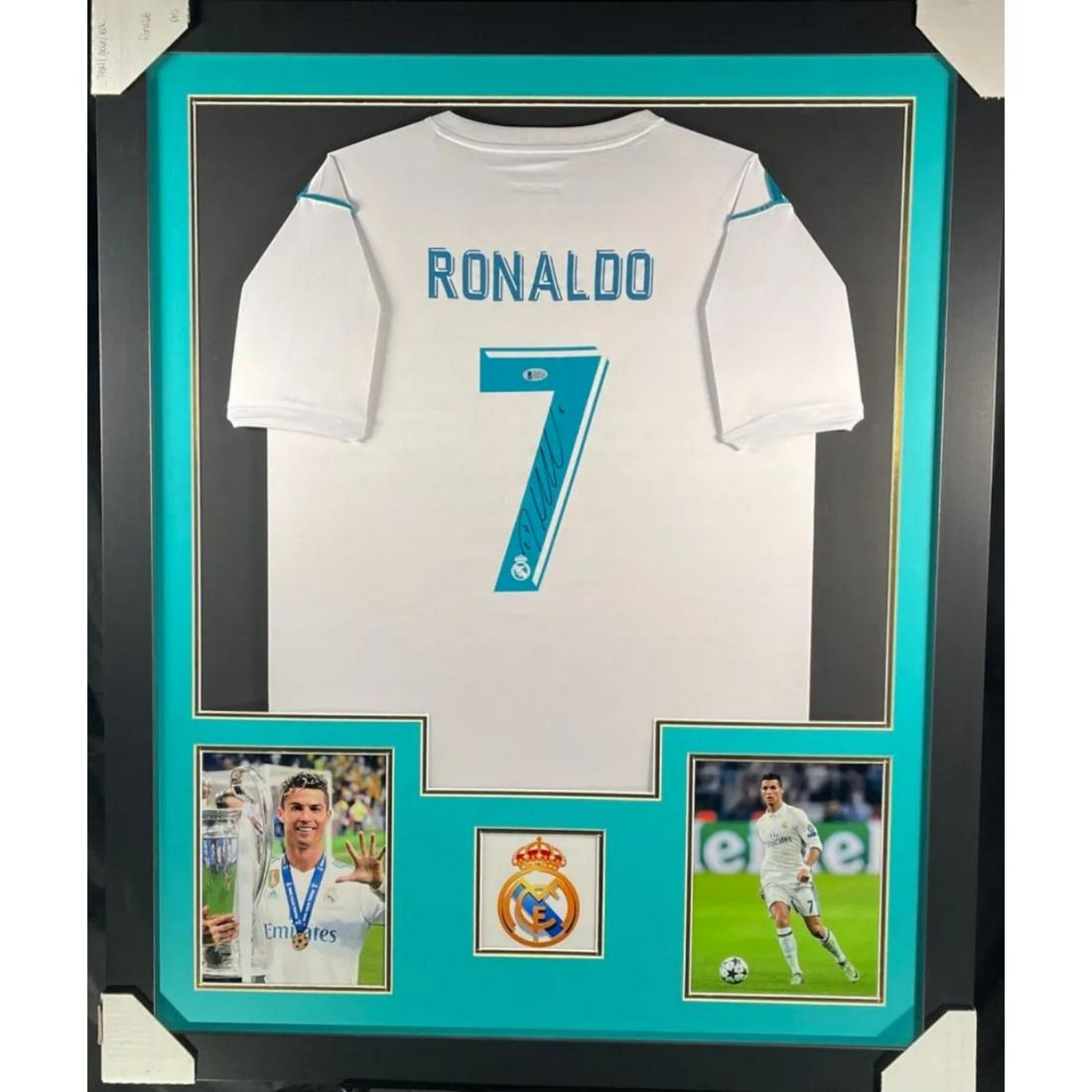 Cristiano Ronaldo Signed & Framed Real Madrid Jersey: Cristiano Ronaldo Signed & Framed Real Madrid Jersey BAS