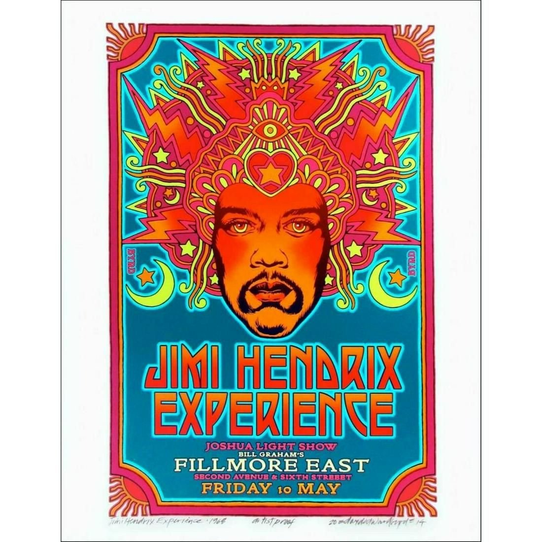 Jimi Hendrix 1968 Fillmore Poster Orig Alternate Design (1 of 1)