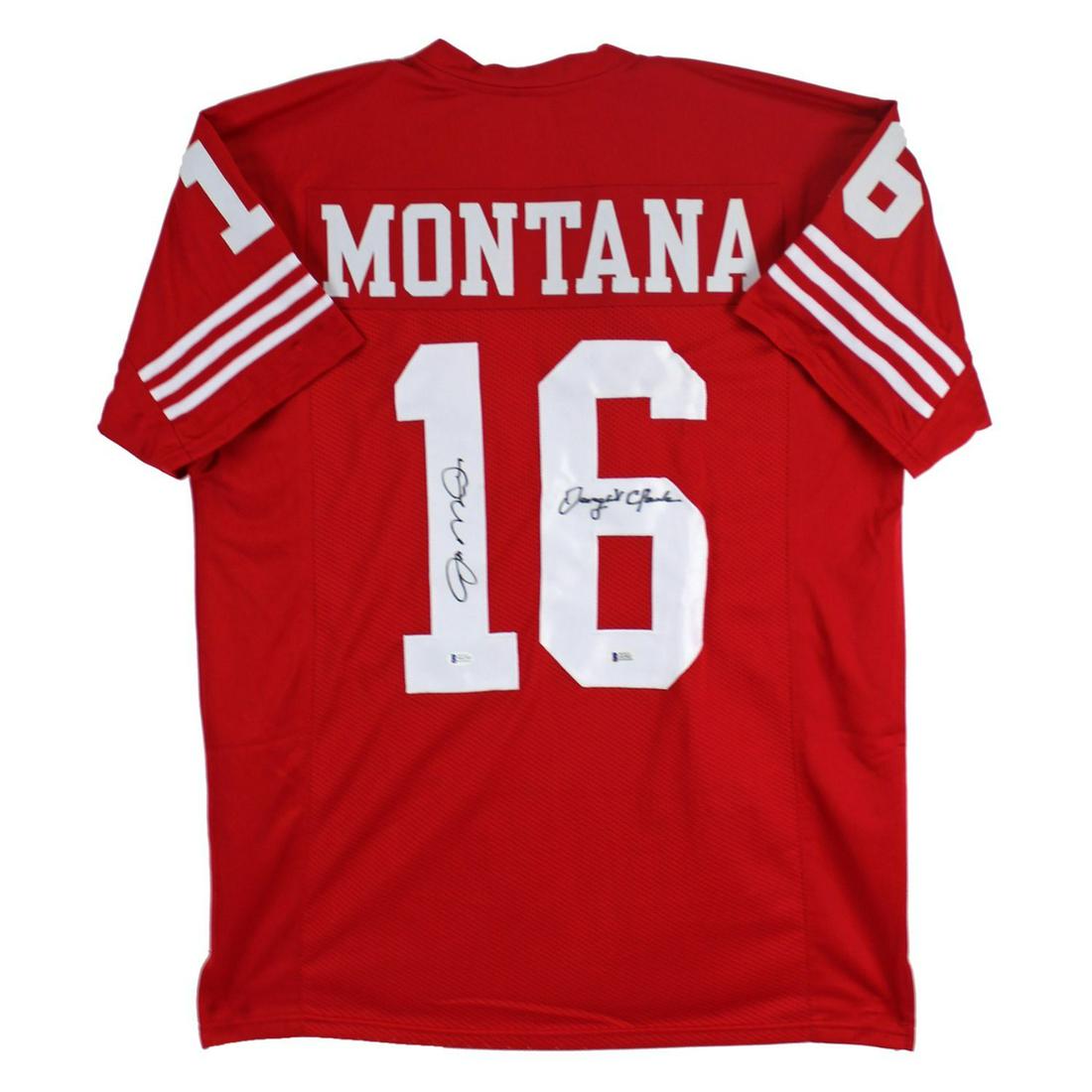 49ers Joe Montana & Dwight Clark Authentic Signed Red (1 of 1)