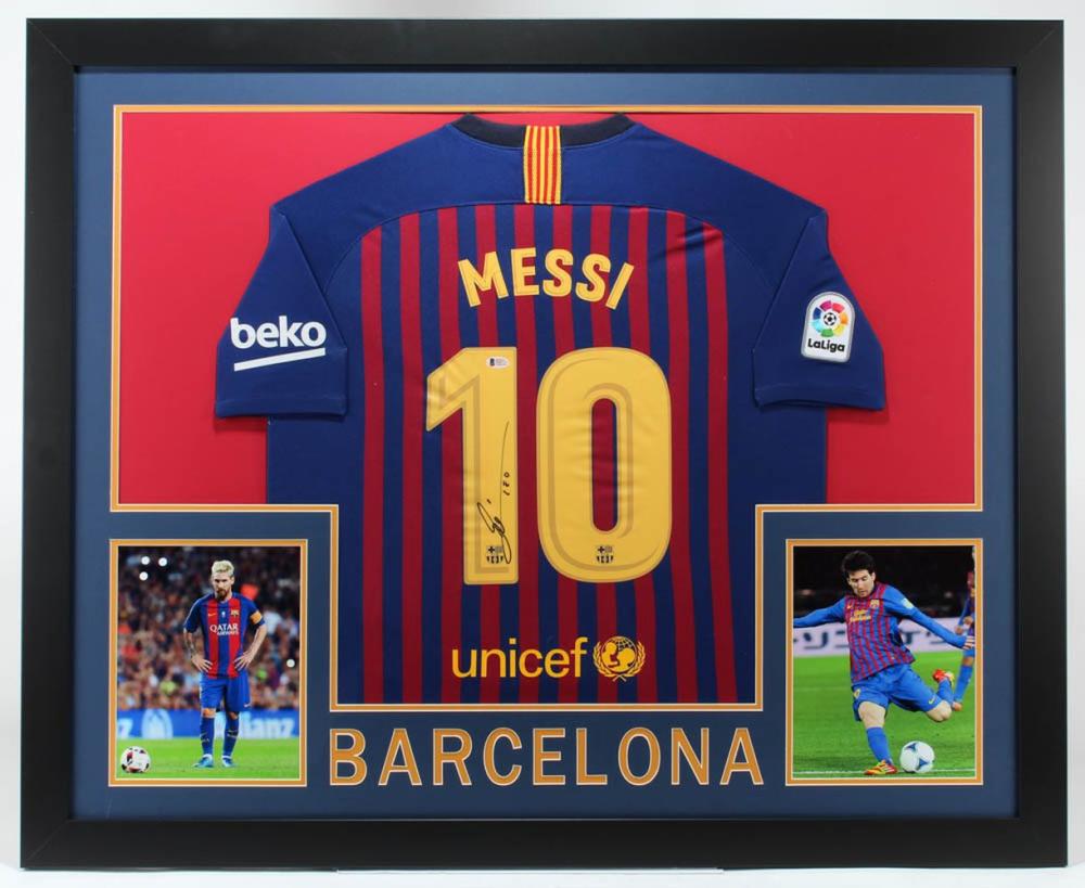 Lionel Messi Signed And Framed Jersey Display (BAS COA) (1 of 1)