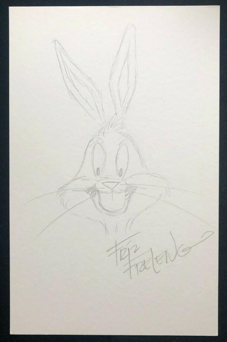 Friz Freleng Signed Sketch Of Bugs Bunny JSA LOA (1 of 2)