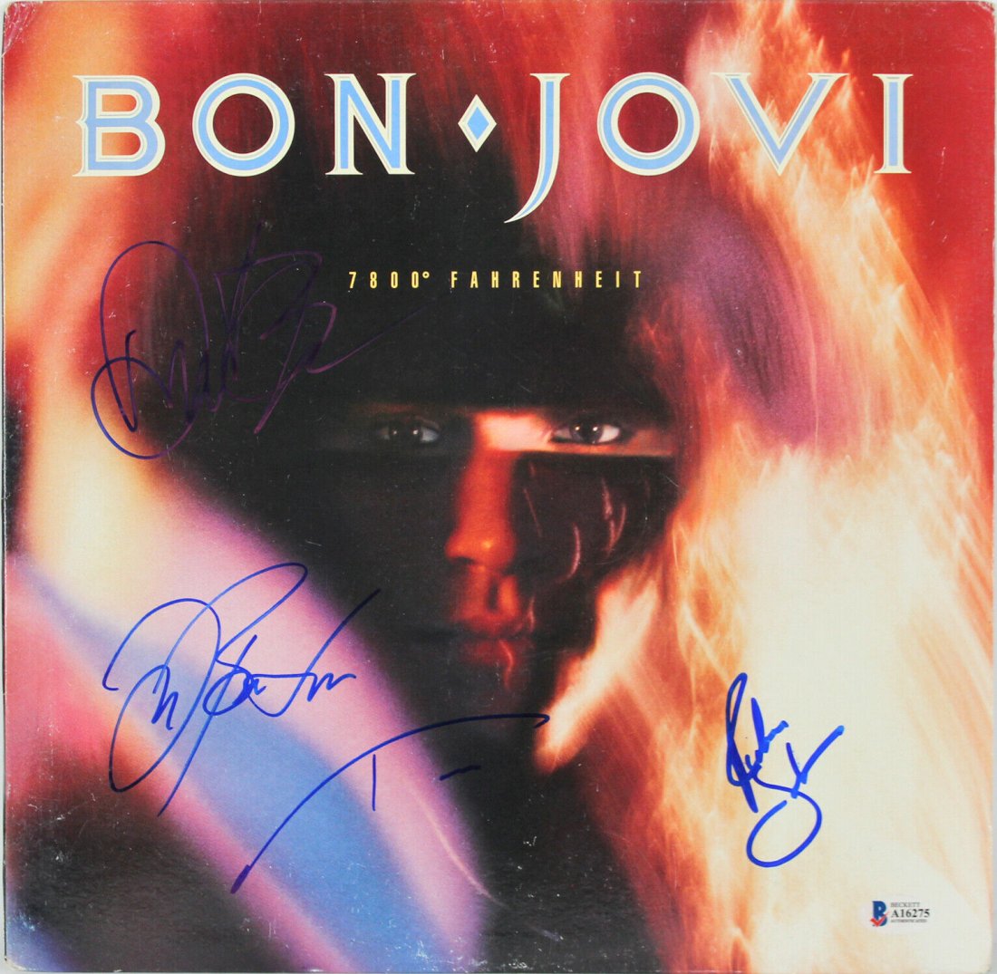 Bon Jovi (4) Band Signed 7800 Fahrenheit Album Cover W/ (1 of 2)