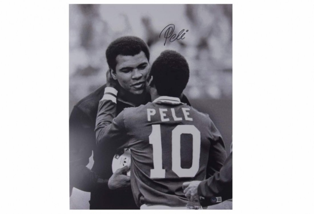 Pele Signed PHOTO WITH ALI 16X20 BAS COA (1 of 1)