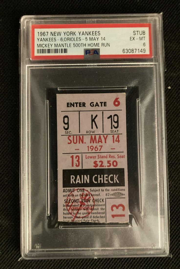 67 MICKEY MANTLE Home Run #500 RARE TICKET POP 2 (1 of 2)