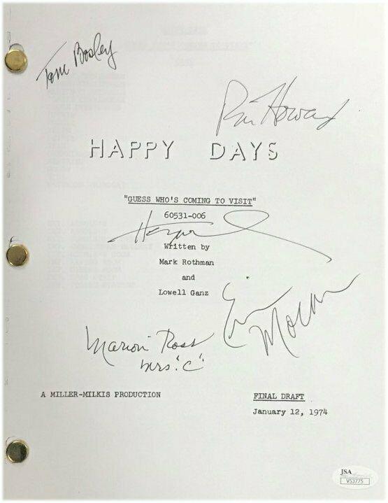 Happy Days Cast Signed TV Script Bosley Moran Winkler (1 of 1)