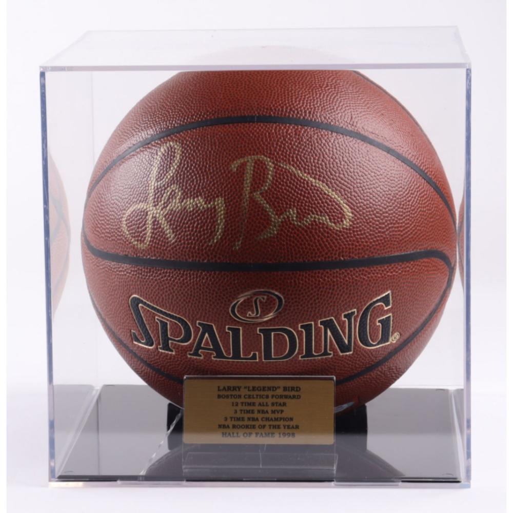 Larry Bird Signed NBA Basketball with Display Case (PSA (1 of 1)