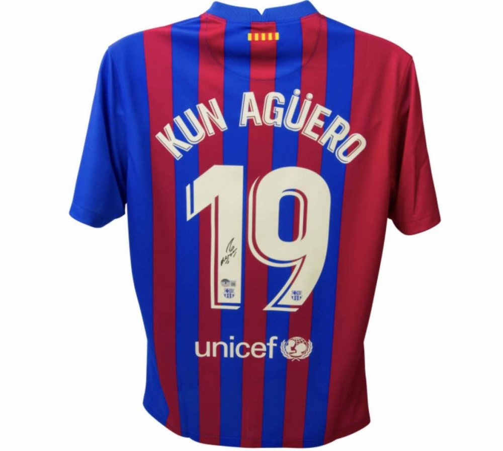 Kun Aguero Signed Barcelona Jersey (Beckett COA) (1 of 2)