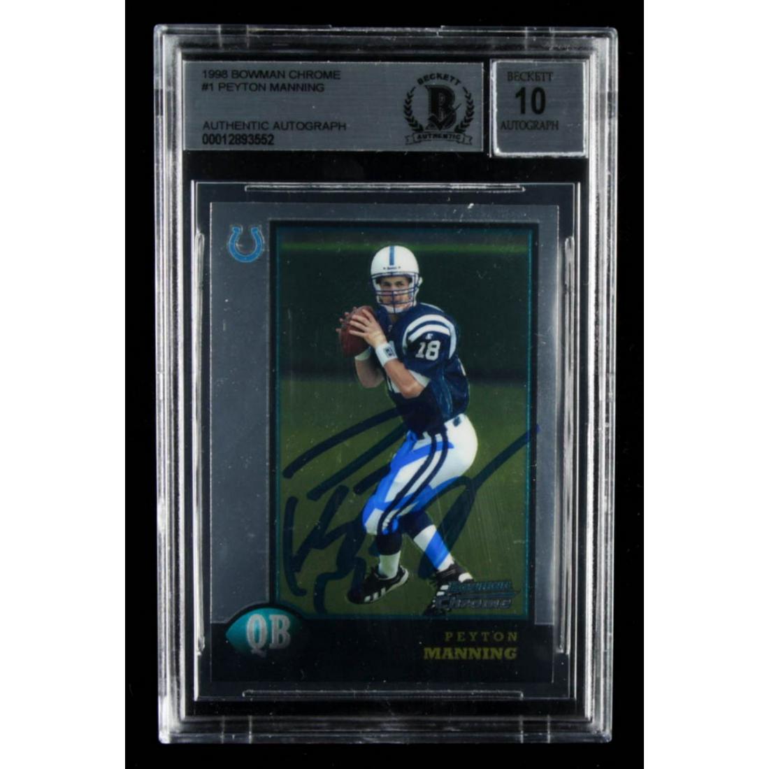 Peyton Manning Signed 1998 Bowman Chrome #1 RC (BGS (1 of 2)