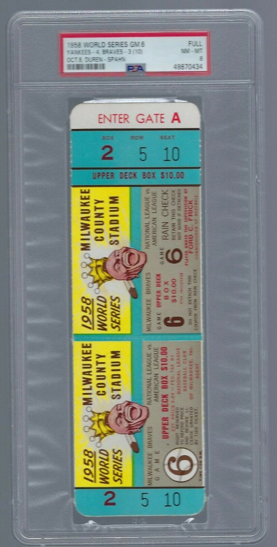 PSA 8 - MICKEY MANTLE 1958 WORLD SERIES YANKEES @ BRAVE (1 of 1)