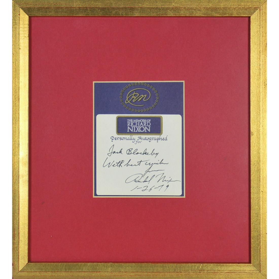 Richard Nixon Authentic Signed & Framed 4x5 Bookplate (1 of 2)