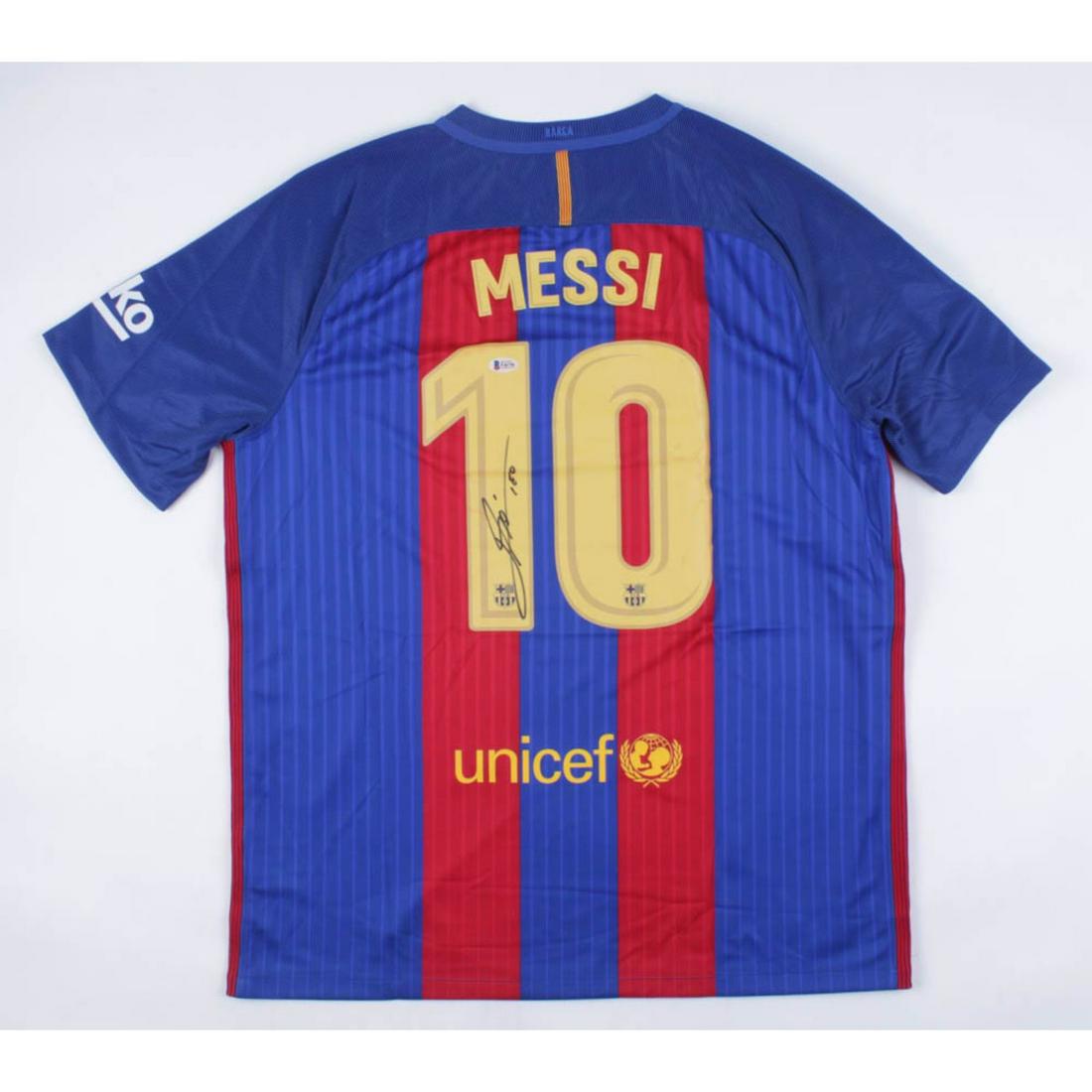 Lionel Messi Signed FC Barcelona Jersey Inscribed "Leo": Lionel Messi Signed FC Barcelona Jersey Inscribed "Leo" (Beckett COA)
