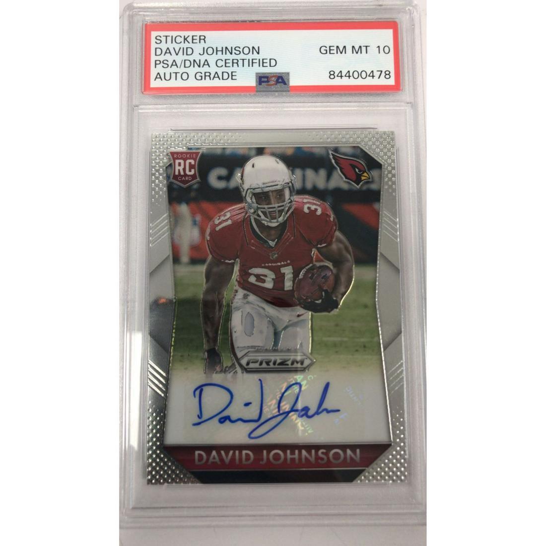 David Johnson 2015 Panini Prizm Rookie Autographs: David Johnson 2015 Panini Prizm Rookie Autographs #RS-DJ RC PSA 10 AUTO