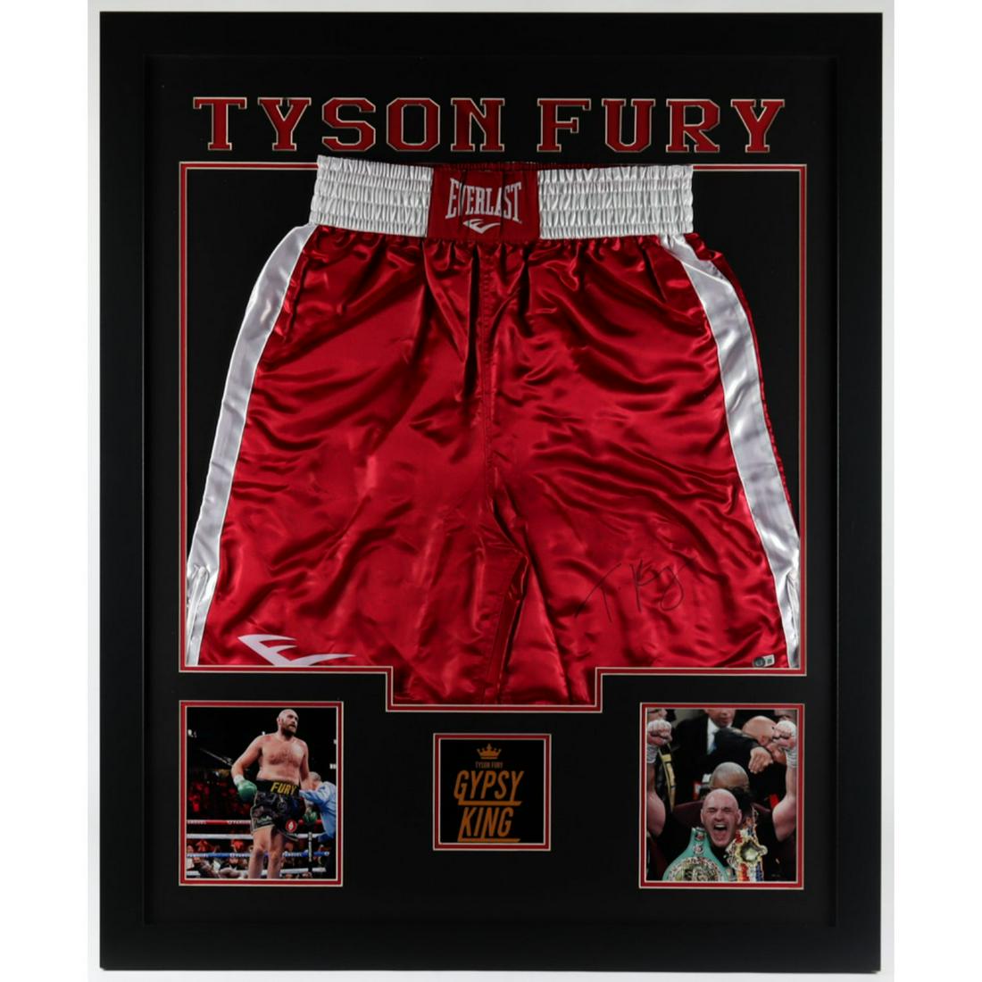 Tyson Fury Signed 35x43 Custom Framed Boxing Shorts (1 of 2)