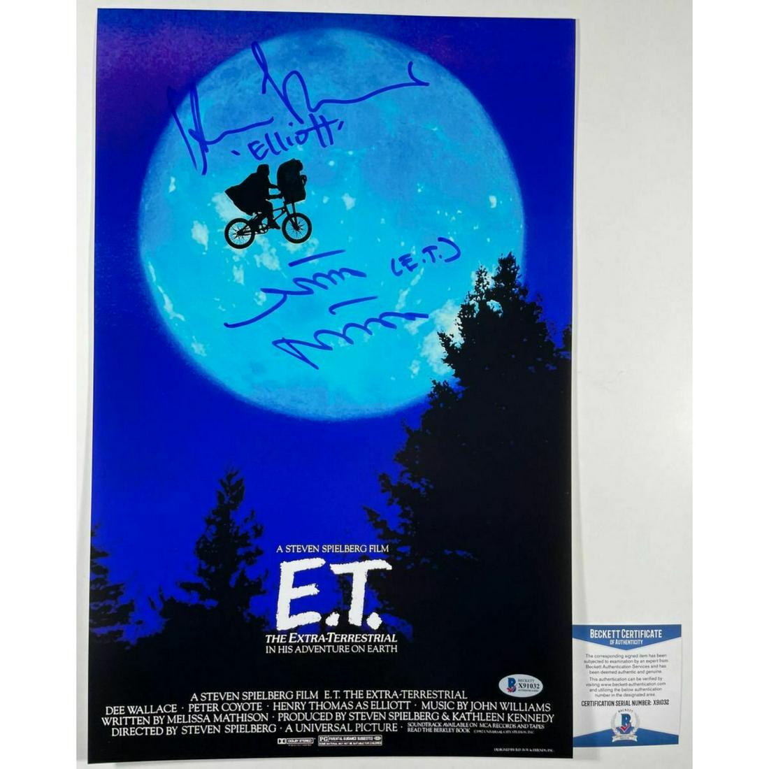 Henry Thomas & Matthew DeMeritt Dual Signed E.T. 11x17: Henry Thomas & Matthew DeMeritt Dual Signed E.T. 11x17 Poster BAS COA