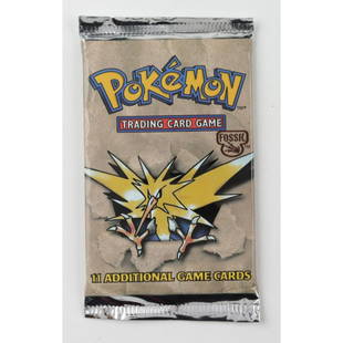 Zapdos 1999 Pokemon Fossil Unlimited Booster Pack With: Zapdos 1999 Pokemon Fossil Unlimited Booster Pack With (11) Cards