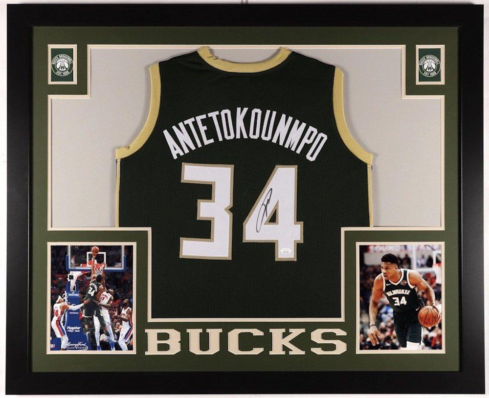 Giannis Antetokounmpo Signed 35x43 Custom Framed Jersey (1 of 1)