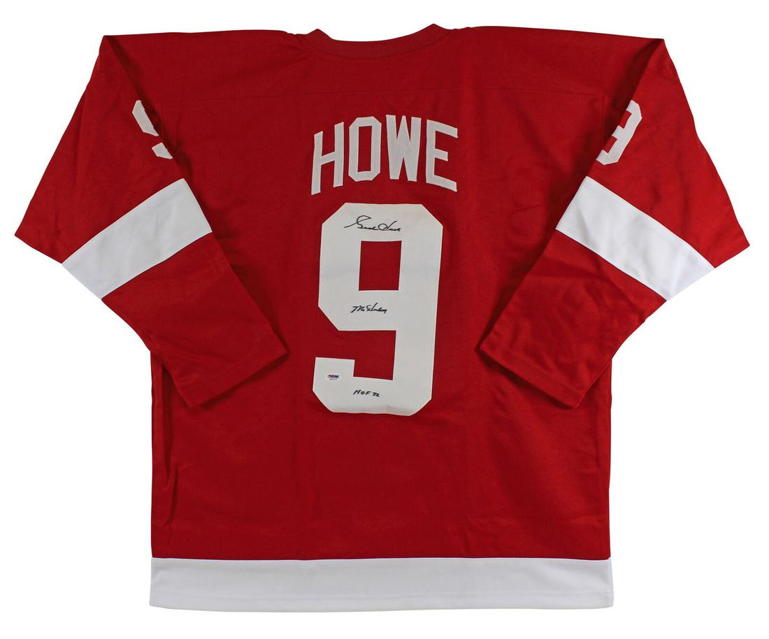 Gordie Howe "Mr. Hockey, HOF 72" Signed Red Pro Style (1 of 2)