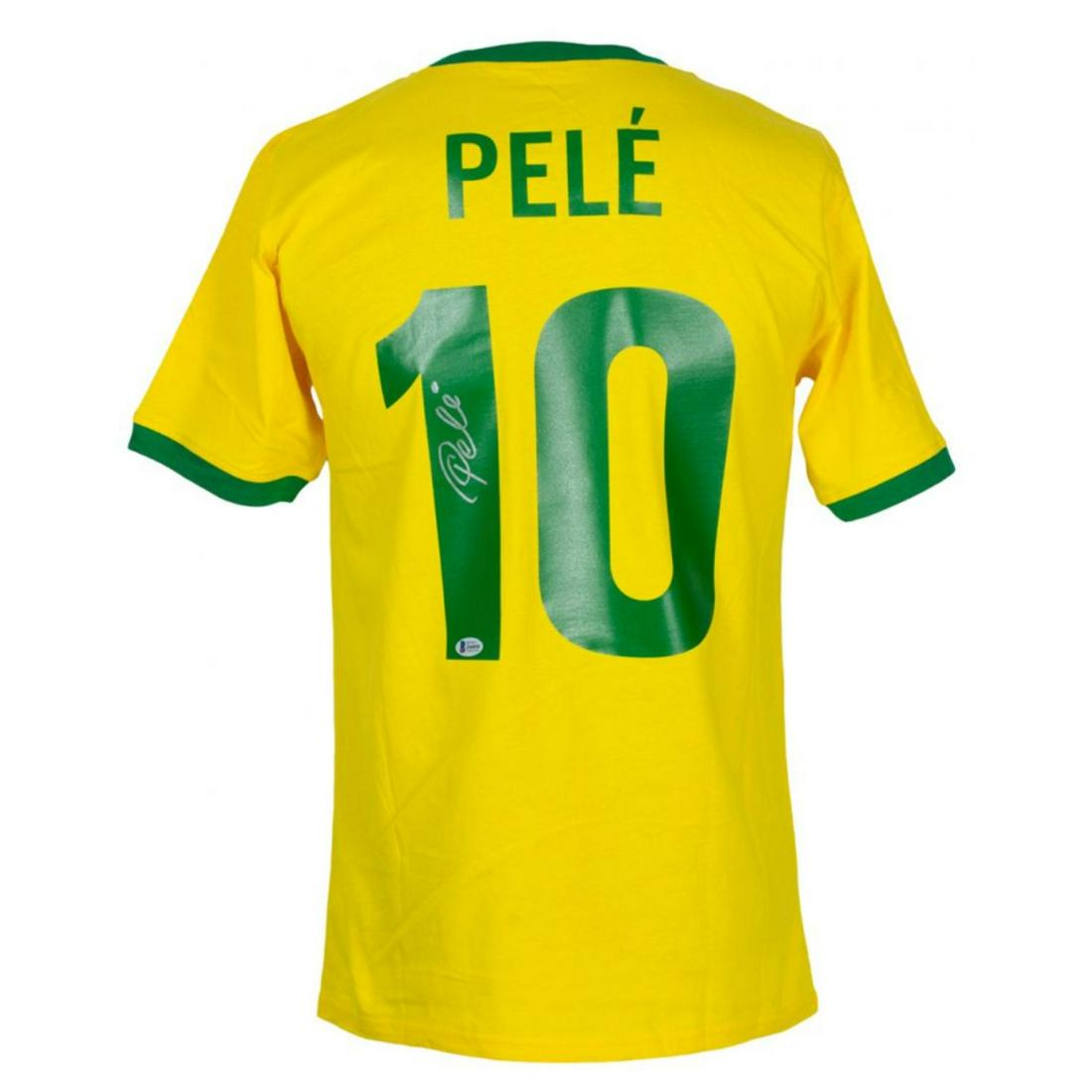 Pele Signed Brazil National Team Jersey (Beckett COA): Pele Signed Brazil National Team Jersey (Beckett COA)