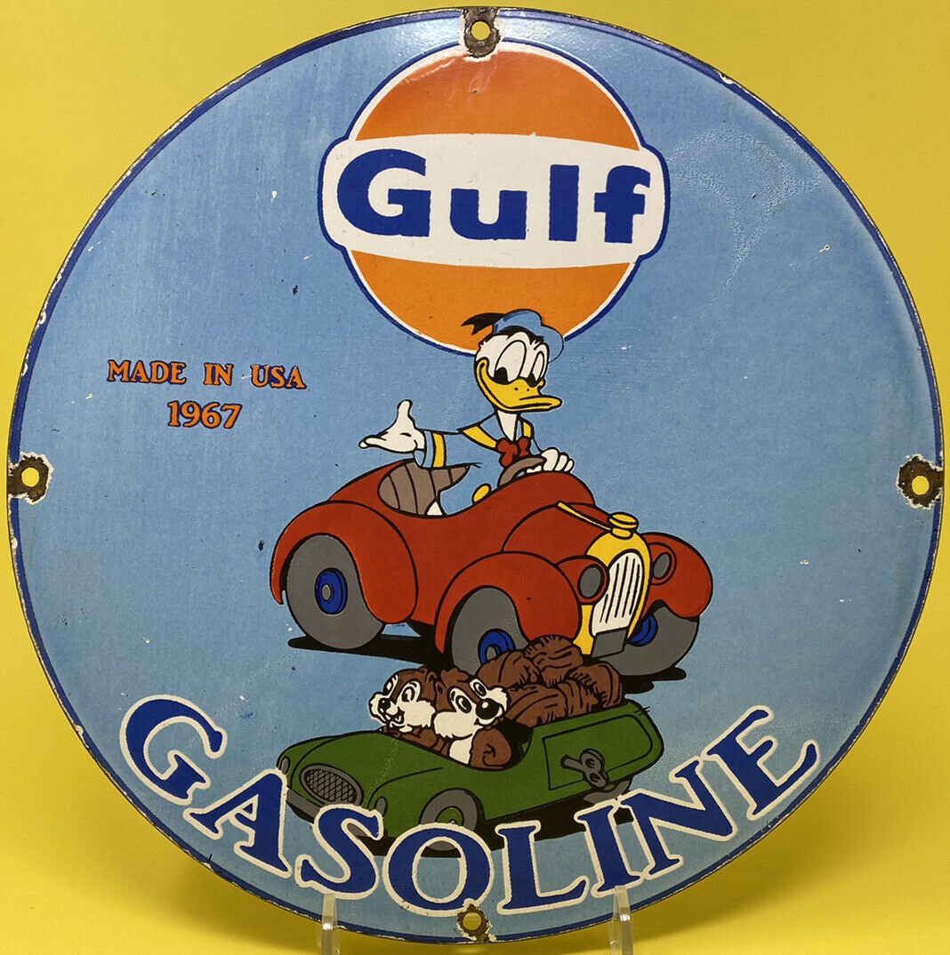 VINTAGE GULF GASOLINE PORCELAIN SIGN GENERAL STORE GAS (1 of 2)