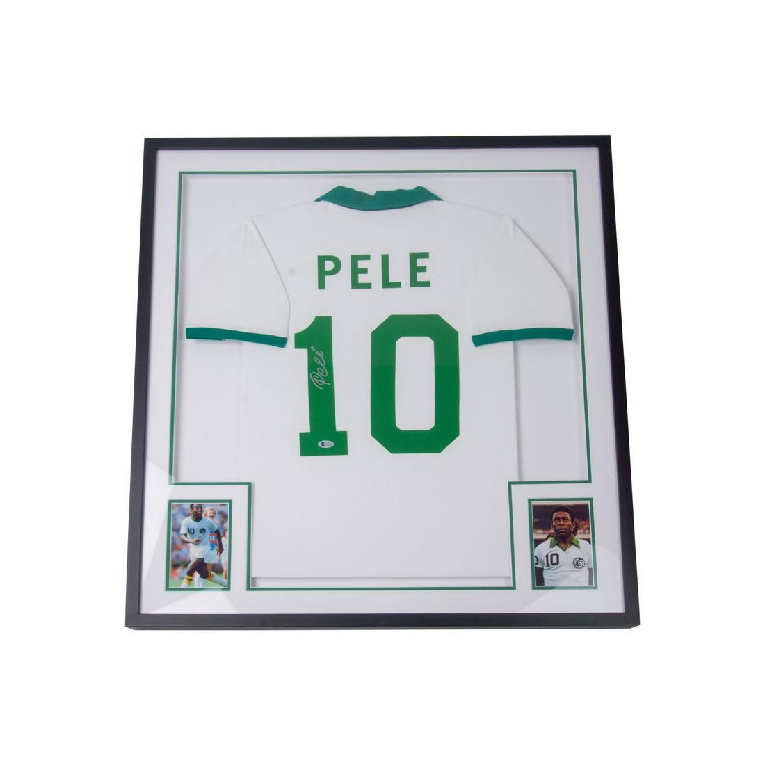 Pele Cosmos Signed And Framed Jersey BAS WOW (1 of 1)