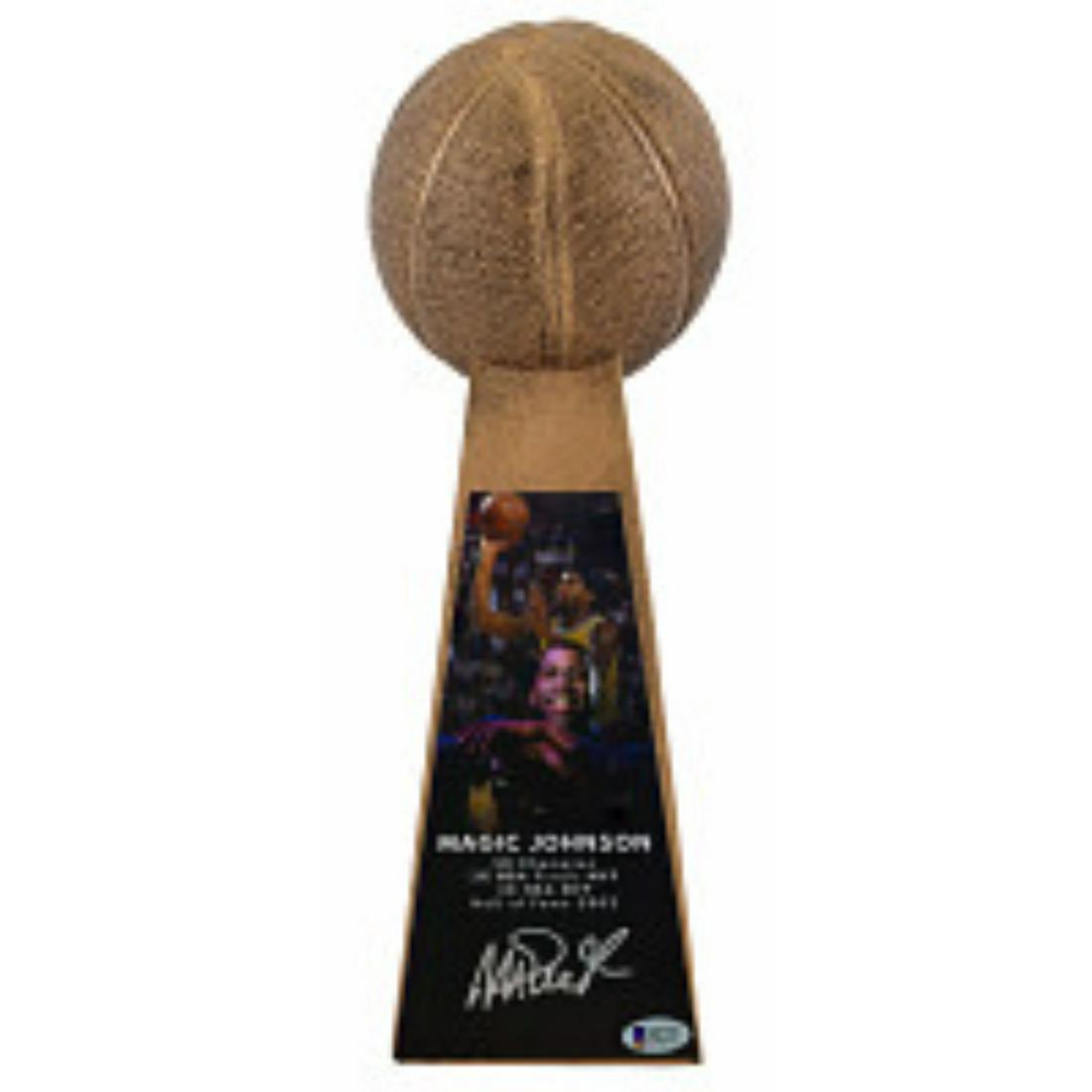 Magic Johnson Signed 14â€ Championship Basketball Trophy (Beckett COA) (1 of 1)