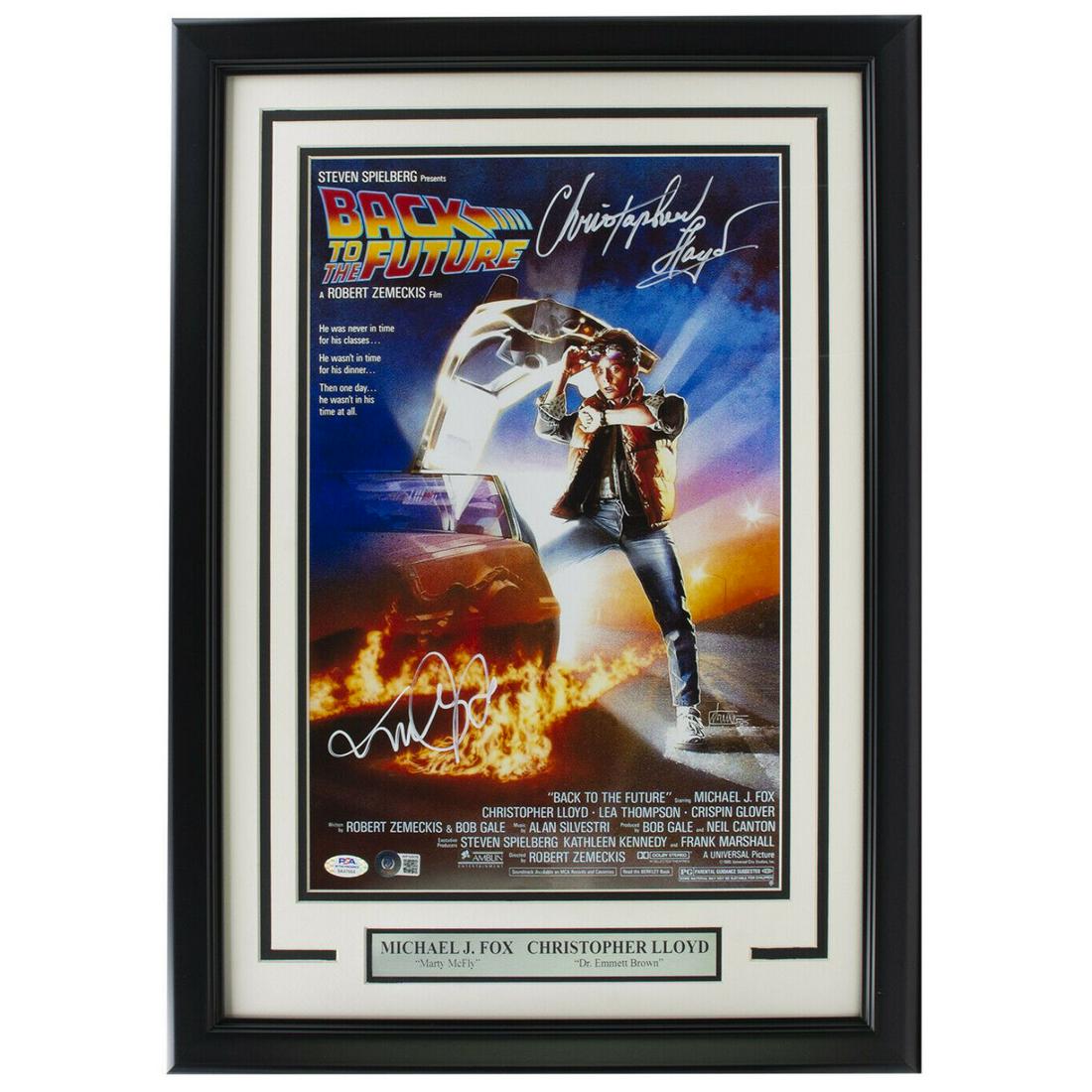 DUAL SIGNED Michael J Fox + Christopher Lloyd Signed Framed 11x17 Back to the Future Movie Poster (1 of 1)