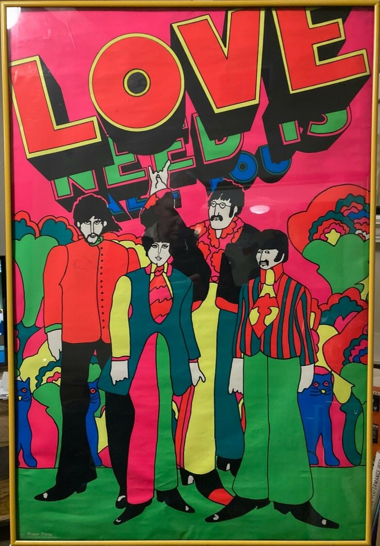 Original issue vintage Beatles "All You Need Is Love" blacklight poster (1 of 1)