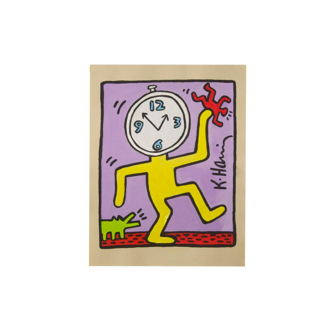 RARE Keith Haring Authentic Drawing on Vintage Paper SIGNED and Stamped by Haring Estate: RARE Keith Haring Authentic Drawing on Vintage Paper SIGNED and Stamped by Haring Estate