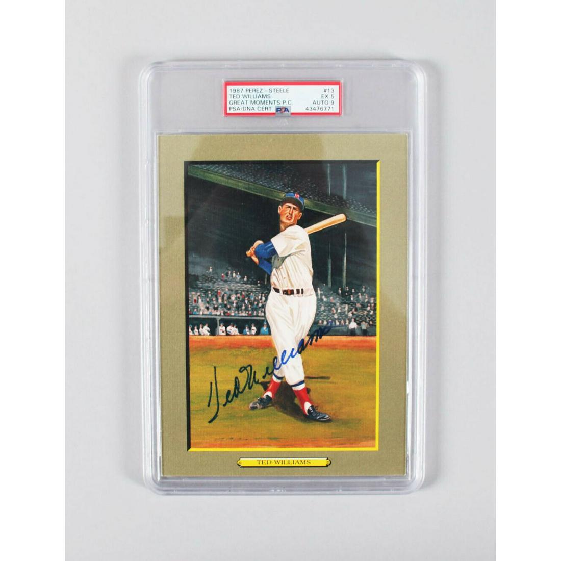 1987 Perez-Steele Ted Williams Signed Graded Great Moments Postcard PSA SLABBED (1 of 2)