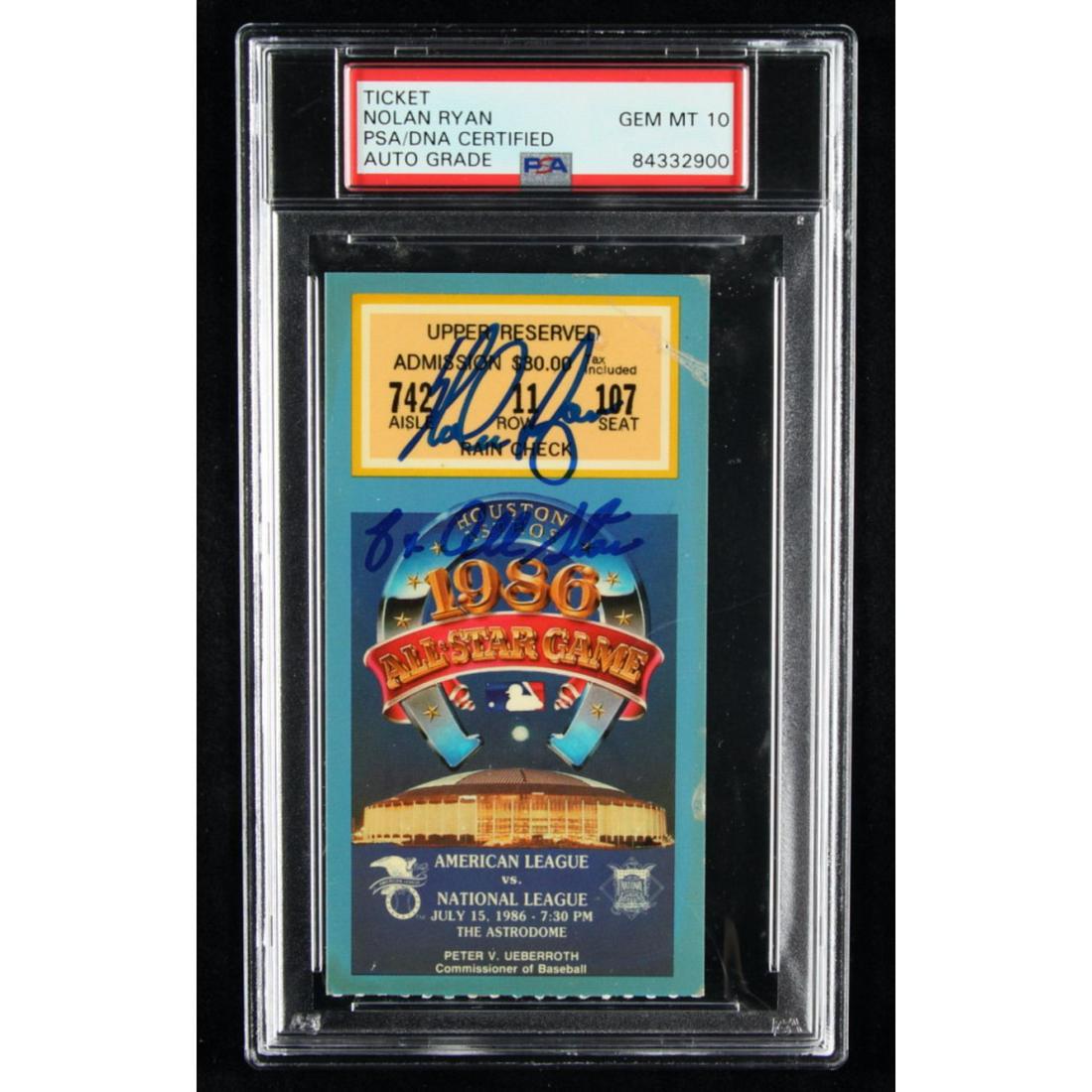 Nolan Ryan Signed 1986 MLB All-Star Game Ticket Inscribed "8x All Star" (PSA Encapsulated) (1 of 1)