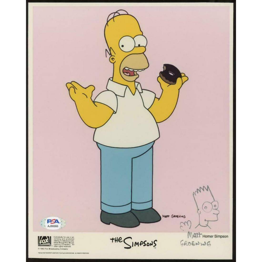 MATT GROENING Signed 8x10 "Simpsons" Homer Photo SKETCH (PSA COA) (1 of 2)
