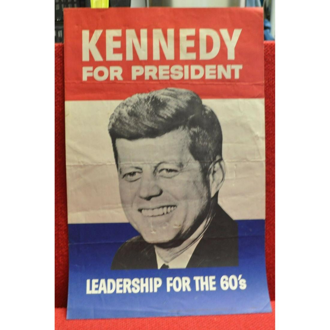 1960 Original US Senator John Kennedy Presidential Campaign Paper Poster DNC (1 of 1)