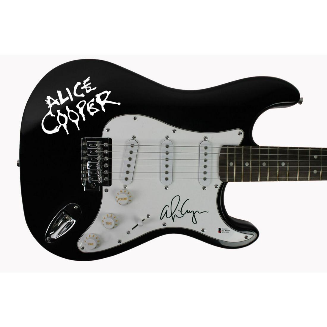 Alice Cooper Authentic Signed Black Electric Guitar w/ Decal Autographed BAS Wit (1 of 1)