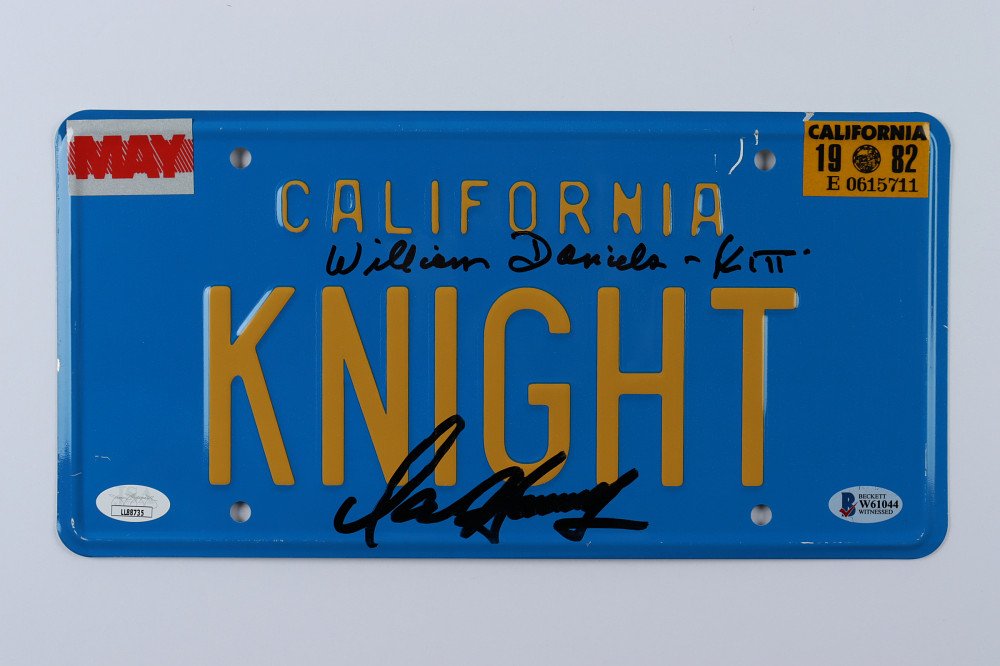 David Hasselhoff & William Daniels Signed "Knight Rider" 6x12 License Plate Inscribed "Kitt" (1 of 1)