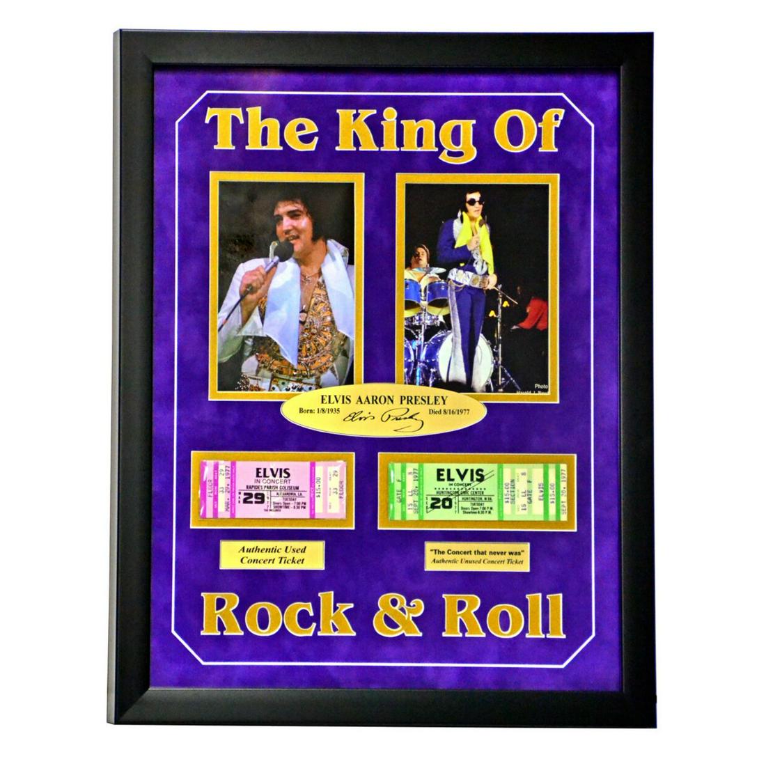 Elvis Presley Authentic Tickets Collage Framed Facsimilie Autograph Rare #D/25 (1 of 1)