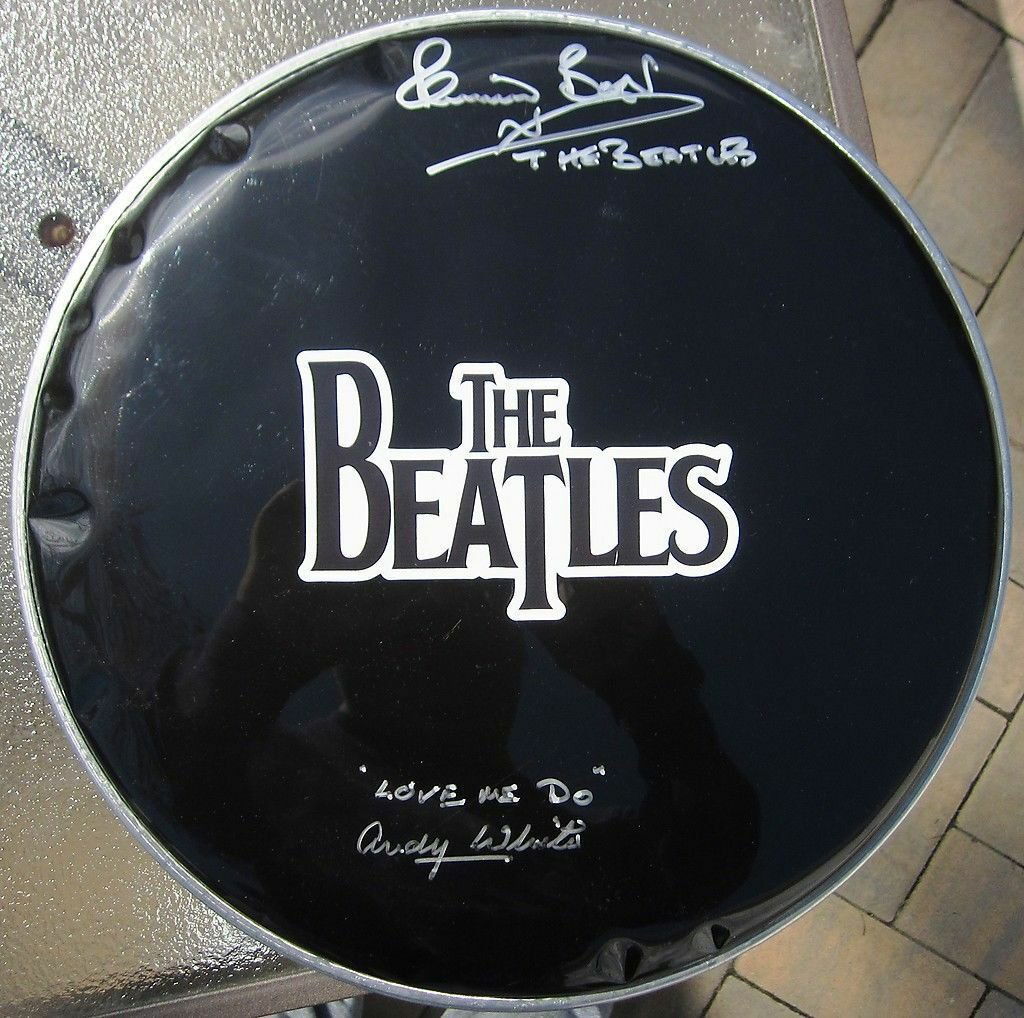 The Beatles 2x Signed Drumhead Drum Head Pete Best Andy White (PSA COA) (1 of 1)