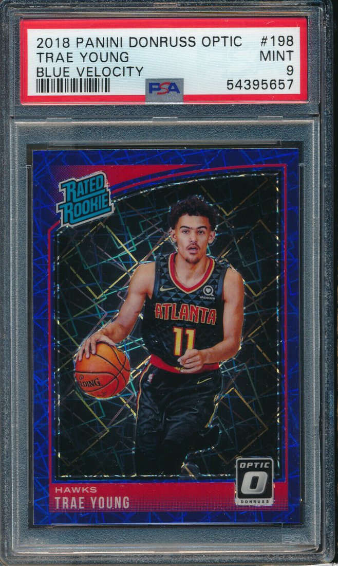 2018 Donruss Optic Blue Velocity Trae Young RC PSA 9 (1 of 2)