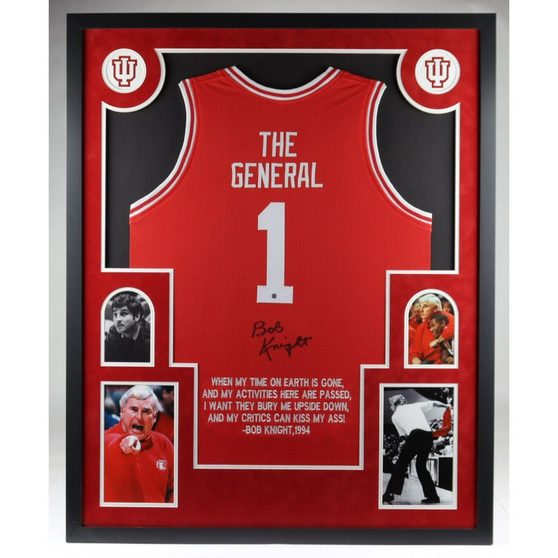 Bob Knight Signed 35x43 Custom Framed Jersey Display (Steiner Hologram) (1 of 1)