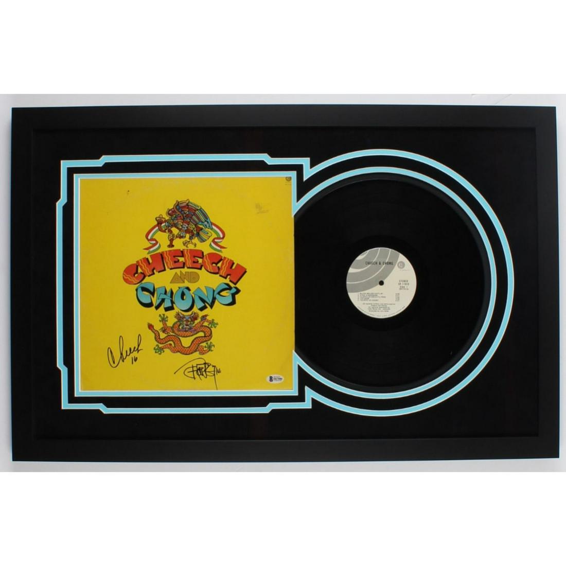 Cheech & Chong Signed 20x31 Custom Framed Vinyl Record Display (Beckett COA) (1 of 3)