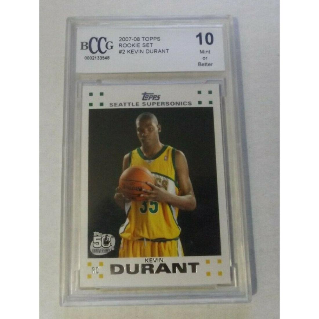 2007 Topps Rookie Card #2 KEVIN DURANT White Border RC BCCG 10 (1 of 2)