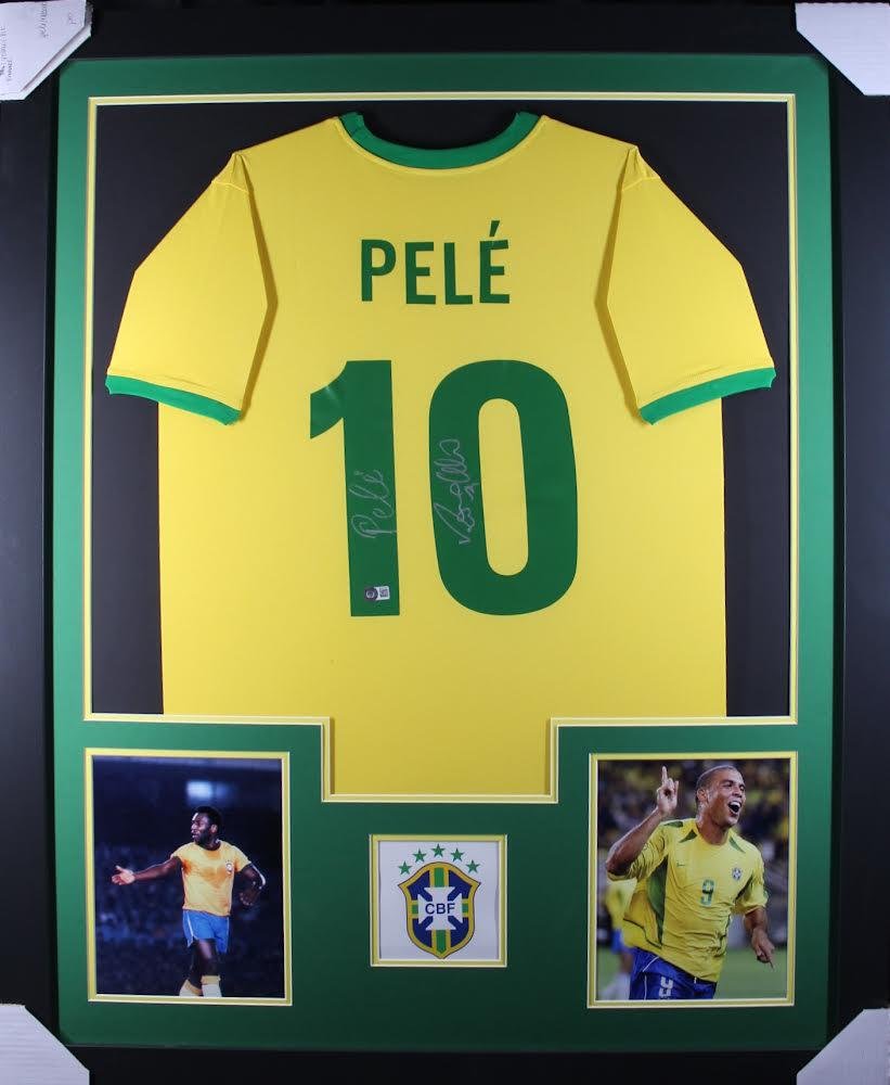 PELE & RONALDO DUAL SIGNED BRAZIL JERSEY (BAS COA) (1 of 1)